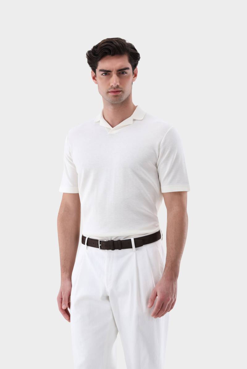 V-Neck Polo mit Revers und Seide von van Laack