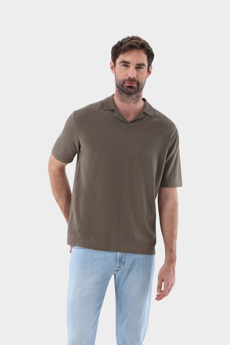 V-Neck Polo mit Revers und Seide von van Laack