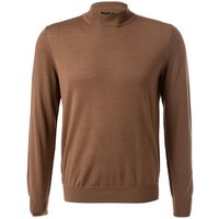 van Laack Herren Stehkragenpullover braun Schurwolle unifarben von van Laack