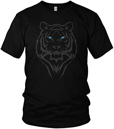 NØRTH Legendary Herren T-Shirt - Tiger Kriegerkult Symbol Brust Aufdruck, nordische Wikinger Walhalla Geschenke für Männer, Odin Thor Valhalla Viking Shirt, Farbe:Schwarz/Blau, Größe:3XL von vanVerden