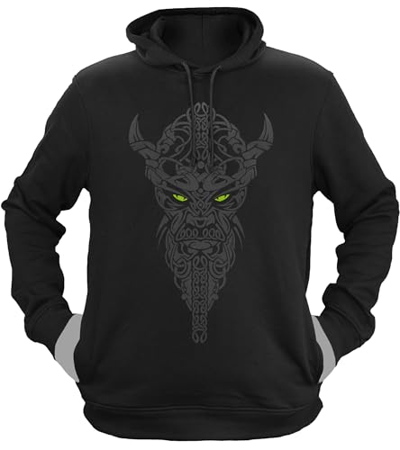 NØRTH Legendary Herren Hoodie mit Kapuze - Nordmann Celtic Knotwork - nordische Wikinger Walhalla Geschenke für Männer, Valhalla Viking Herren Pullover, Farbe:Schwarz/Grün, Größe:3XL von vanVerden