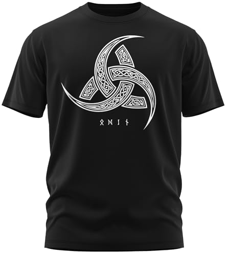 NØRTH Legendary Herren T-Shirt - Odins Hörner Trinkhörner Brust Aufdruck, nordische Wikinger Walhalla Geschenke für Männer, Odin Thor Valhalla Viking Shirt, Farbe:Schwarz/Weiß, Größe:4XL von vanVerden