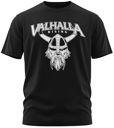 NØRTH Legendary Herren T-Shirt - Vahalla Krieger Nordmann Brust Aufdruck, nordische Wikinger Walhalla Geschenke für Männer, Odin Thor Valhalla Viking Shirt, Farbe:Schwarz/Weiß, Größe:4XL von vanVerden