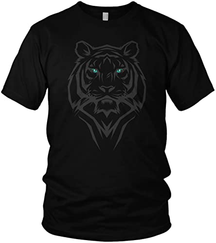 NØRTH Legendary Herren T-Shirt - Tiger Kriegerkult Symbol Brust Aufdruck, nordische Wikinger Walhalla Geschenke für Männer, Odin Thor Valhalla Viking Shirt, Farbe:Schwarz/Petrol, Größe:3XL von vanVerden