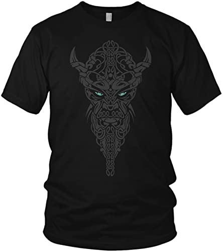 NØRTH Legendary Herren T-Shirt - Nordmann Celtic Knotwork Brust Aufdruck, nordische Wikinger Walhalla Geschenke für Männer, Odin Thor Valhalla Viking Shirt, Farbe:Schwarz/Petrol, Größe:4XL von vanVerden