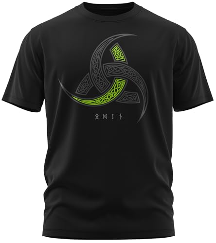 NØRTH Legendary Herren T-Shirt - Odins Hörner Trinkhörner Brust Aufdruck, nordische Wikinger Walhalla Geschenke für Männer, Odin Thor Valhalla Viking Shirt, Größe:XXL, Farbe:Grün von vanVerden
