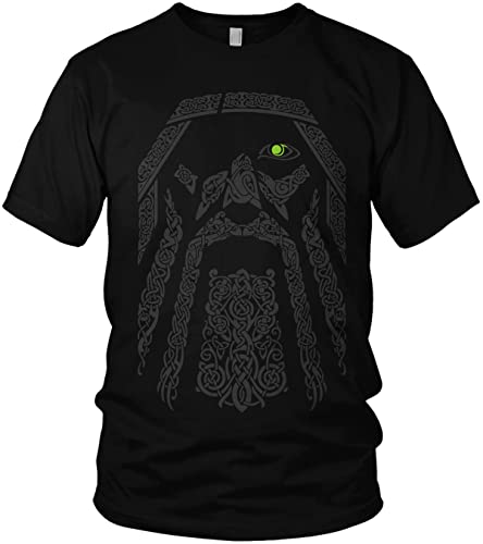 NØRTH Legendary Herren T-Shirt - Odin Gott Rabe Brust Aufdruck, nordische Wikinger Walhalla Geschenke für Männer, Odin Thor Valhalla Viking Shirt, Farbe:Schwarz/Grün, Größe:3XL von vanVerden