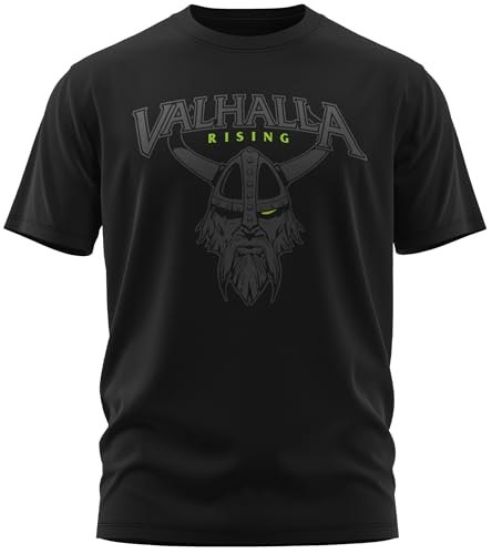 NØRTH Legendary Herren T-Shirt - Vahalla Krieger Nordmann Brust Aufdruck, nordische Wikinger Walhalla Geschenke für Männer, Odin Thor Valhalla Viking Shirt, Farbe:Schwarz/Grün, Größe:5XL von vanVerden