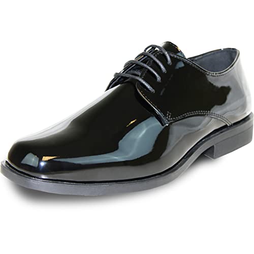 VANGELO Herren Oxford Anzugschuhe formelle Smoking Schuhe für Hochzeit, Uniform und Abschlussball, breite Breite erhältlich, Schwarz (Black Patent 1), 41 EU von vangelo