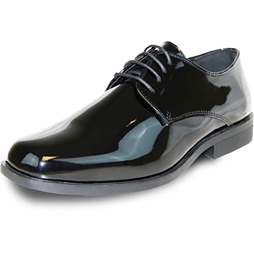 VANGELO Herren Oxford Anzugschuhe formelle Smoking Schuhe für Hochzeit, Uniform und Abschlussball, breite Breite erhältlich, Schwarz (Black Patent 1), 50.5 EU von vangelo