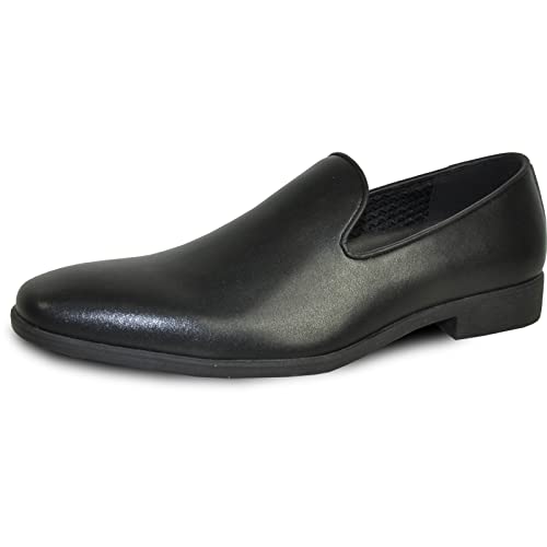 VANGELO Vallo-3 und King-5 Loafer, Slipper, formeller Smoking für Abschlussball, Hochzeit, Ortholite-Einlegesohle, mittlere und breite Breite, Schwarz (Schwarz, matt), 52 EU von vangelo