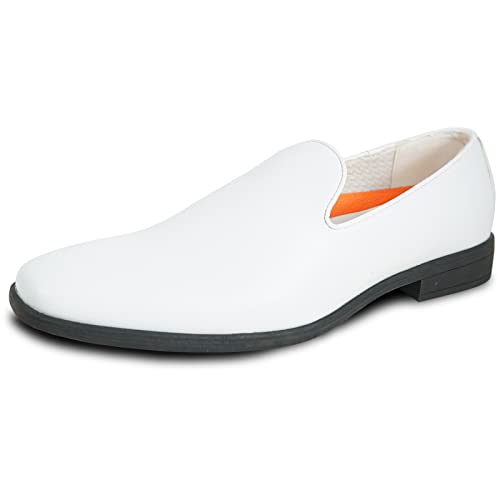 VANGELO Vallo-3 und King-5 Loafer, Slipper, formeller Smoking für Abschlussball, Hochzeit, Ortholite-Einlegesohle, mittlere und breite Breite, Wei� (Weiß matt), 50 EU von vangelo