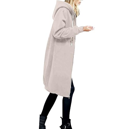 vaolkwsacz Hoodie Sweatjacke Damen Oversize Lange Kapuzenpullover Mit Reißverschluss Hoodie Jacke Langarm Herbst Winter Übergangsjacke Pulli Sweatjacke Sweatshirts Mit Taschen Streetwear S-5XL von vaolkwsacz