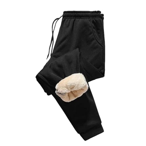 vaolkwsacz Jogginghose Damen Warm Sweatpants Thermo Gefütterte Sweathose Winter Verdickte Sporthosen Mit Taschen Kordelzug Traininghose Warme Fleece Freizeithose Elastische Taille Laufhose Thermohose von vaolkwsacz