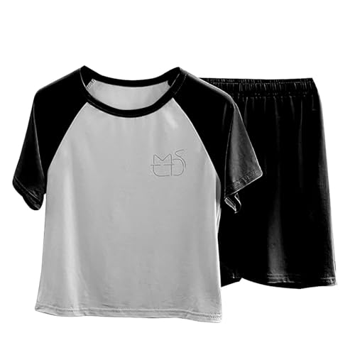 vaolkwsacz Kleinkind Outfit Sportliche Kurzarm T-Shirt Tops und Active Short 2PCS Mädchen Freizeitkleidung Set Weihnachtskleidung Kinder Junge (Black, 4-5 Years) von vaolkwsacz