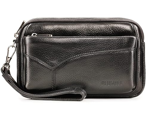 varbeder Herren-Clutch aus Leder mit Kreditkartenfächern, D-schwarz, With Card Slots von varbeder