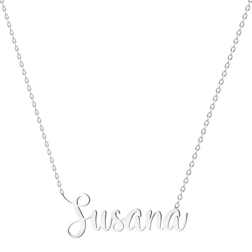 various Halskette Name Edelstahl Anhänger Personalisierte Name Silber für Halskette Frauen-personalisierte Geschenke für Frauen Mütter Mädchen Paare, Beste Freundin, Plateado, Edelstahl, Nicht von various