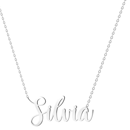 various Halskette Name Edelstahl Anhänger Personalisierte Name Silber für Halskette Frauen-personalisierte Geschenke für Frauen Mütter Mädchen Paare, Beste Freundin, Plateado, Edelstahl, Nicht von various