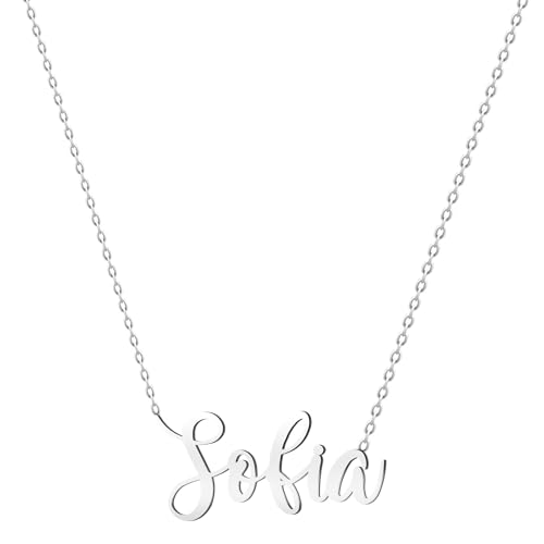 various Halskette Name Edelstahl Anhänger Personalisierte Name Silber für Halskette Frauen-personalisierte Geschenke für Frauen Mütter Mädchen Paare, Beste Freundin, Plateado, Edelstahl, Nicht von various