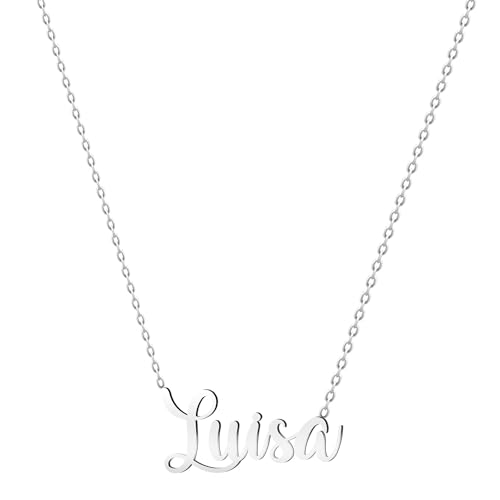 various Halskette Name Edelstahl Anhänger Personalisierte Name Silber für Halskette Frauen-personalisierte Geschenke für Frauen Mütter Mädchen Paare, Beste Freundin, Plateado, Edelstahl, Nicht von various