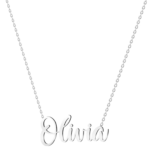 various Halskette Name Edelstahl Anhänger Personalisierte Name Silber für Halskette Frauen-personalisierte Geschenke für Frauen Mütter Mädchen Paare, Beste Freundin, Plateado, Edelstahl, Nicht von various