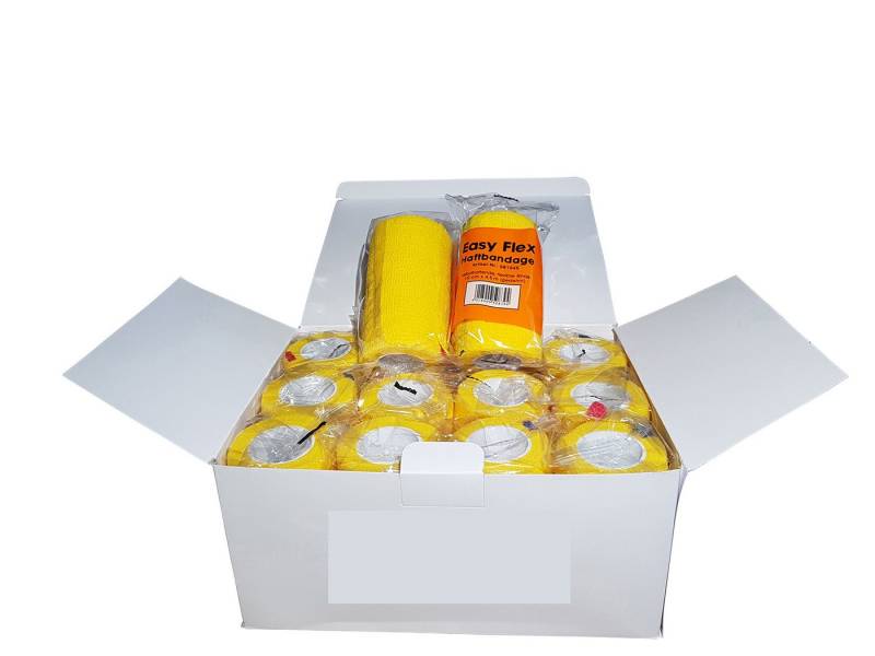 varivendo Bandage varivendo Notizblock + 12 x Easy Flex Haftbandage 10cm x 4,5m gelb (Rollen, 12-tlg., Haftbandagen), Bandage Sportbandage Sportverband von varivendo