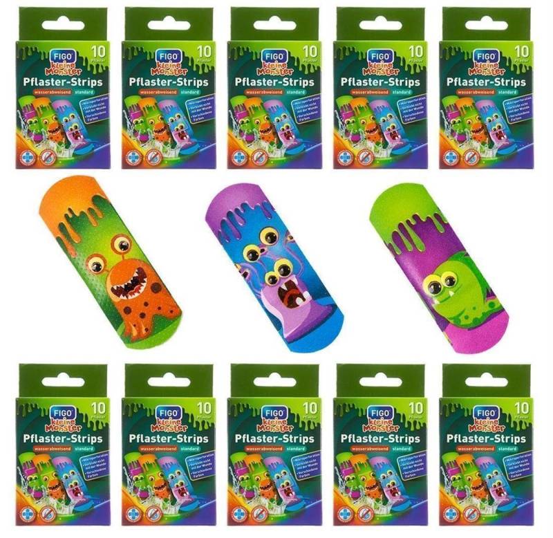 varivendo Wundpflaster varivendo Notizblock + 100 FIGO Kinderpflaster Kleine Monster (Set, 100 St., Kinterpflaster), Pflaster Wundverband Kinderwundverband von varivendo