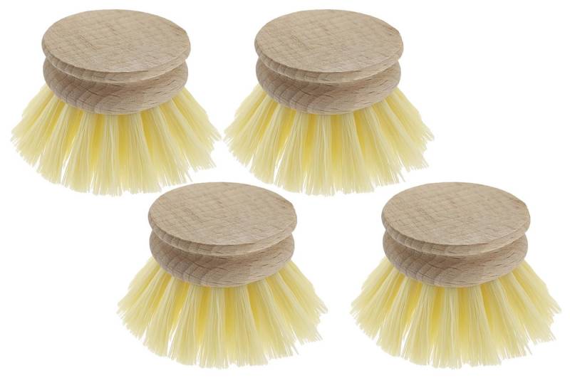 varivendo Reinigungsschwamm 4 x Spülbürste Kopf Ø 6 cm, Holz, Ersatzkopf Wechselkopf Rundkopf Reinigungsbürste von varivendo