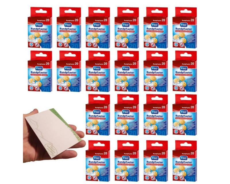 varivendo Wundpflaster 20 Pakete Wund-Pflaster 20er Rund Hautfarben Rundpflaster + Notizblock (Packungen, 20 St., Rundpflasster), pflaster wundpflaster pflasterverband verband Rundpflaster runde rund von varivendo