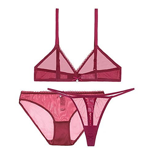 varsmiss Damen Sexy Dessous Frauen BH und Slip Durchsichtiger Bikini Bralette und Mini String und Slip 3 Stück von varsmiss