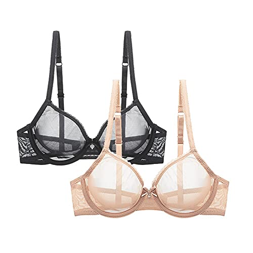 varsmiss Damen Unwattierter Bügel BH Transparent Sexy Mesh BH von varsmiss