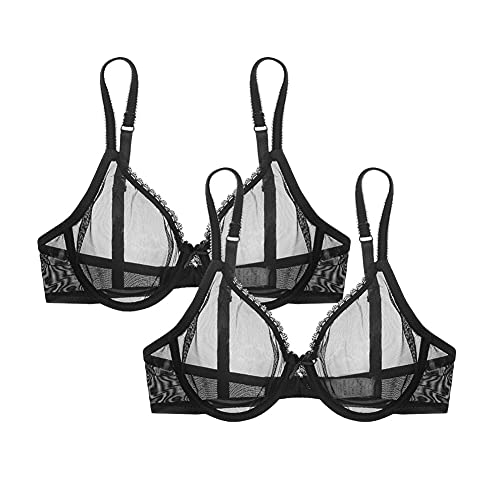 varsmiss Damen Unwattierter Bügel BH Transparent Sexy Mesh BH von varsmiss