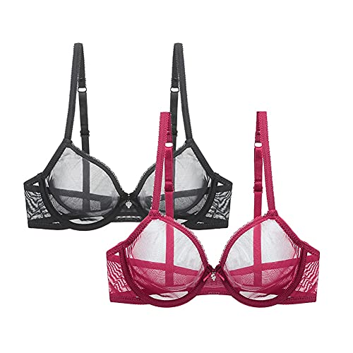 varsmiss Damen Unwattierter Bügel BH Transparent Sexy Mesh BH von varsmiss