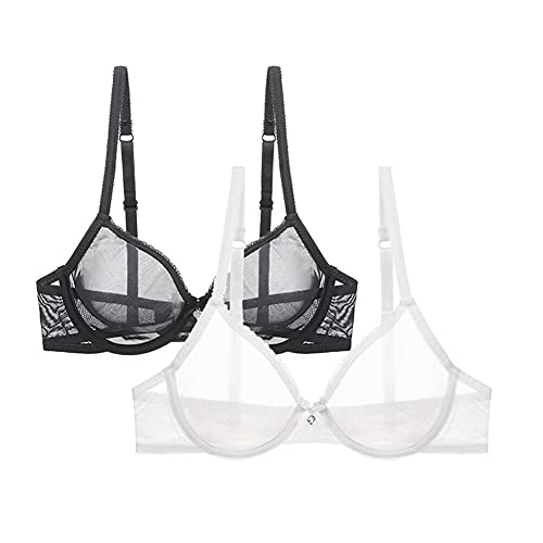 varsmiss Damen Unwattierter Bügel BH Transparent Sexy Mesh BH von varsmiss