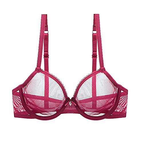 varsmiss Damen Unwattierter Bügel BH Transparent Sexy Mesh BH von varsmiss