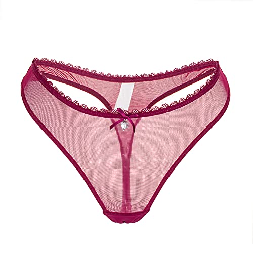 varsmiss Frauen Sexy Unterwäsche Durchsichtiger Netzstoff Tanga Grün Gelb Schwarz Weiß G-Strings (Weinrot,L) von varsmiss