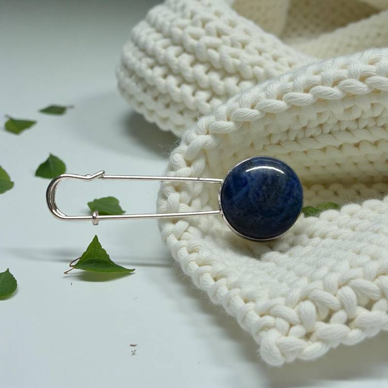 Ponchonadel Brosche Aus Metall Lapis Lazuli Edelstein in Königsblau Als Trachten Dirndl Schmuck Kiltnadel Anstecknadel Tuchnadel von vasenschmuck