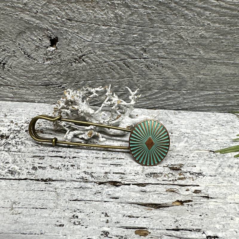 Ponchonadel Brosche Aus Metall in Bronze Kupfer Oval Mit Ornament Kiltnadel Pin Als Anstecknadel Tuchschließe Sicherheitsnadel Verschluss von vasenschmuck