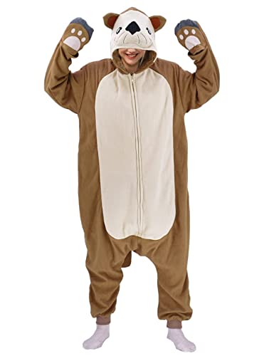 vavalad Erwachsene Sea Otter Onesie Pyjama Plüsch Halloween Weihnachten Tier Homewear Nachtwäsche Overall Kostüm Damen Herren, Einteiler, Motiv: Seeotter, L von vavalad