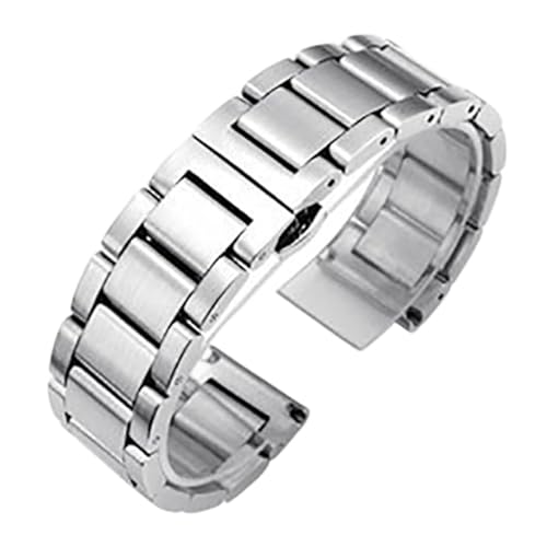 YingYou Edelstahl Uhrenarmband 18mm 20mm 21mm 22mm Schwarz Silber Uhrenarmband Schmetterlingsschnalle Männer Frauen Kompatibel Mit Samsung Metallarmband ( Color : Full Brushed Silver , Size : 18mm ) von vazzic