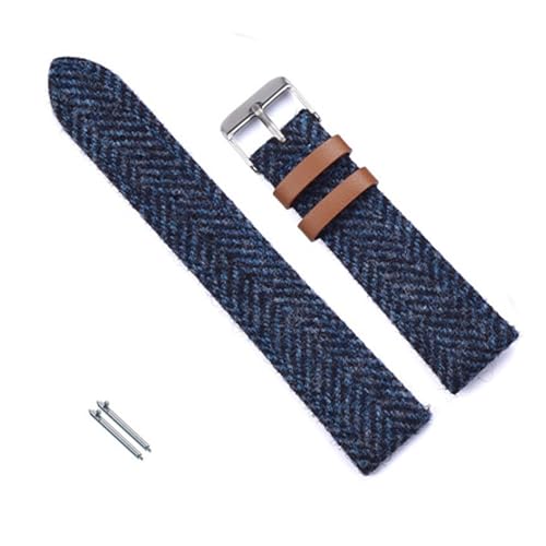 vazzic YingYou 18mm 20mm 22mm Vintage Echtes Leder Uhr Band Ersatz Armband For Männer Frauen Quick Release Handgelenk Band Weave Strap (Color : Blue, Size : 18mm) von vazzic