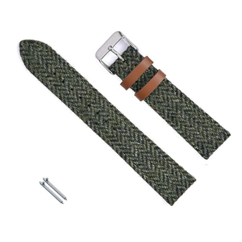 vazzic YingYou 18mm 20mm 22mm Vintage Echtes Leder Uhr Band Ersatz Armband For Männer Frauen Quick Release Handgelenk Band Weave Strap (Color : Green, Size : 18mm) von vazzic