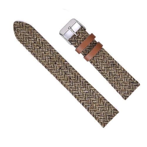 vazzic YingYou 18mm 20mm 22mm Vintage Echtes Leder Uhr Band Ersatz Armband For Männer Frauen Quick Release Handgelenk Band Weave Strap (Color : Khaki, Size : 22mm) von vazzic