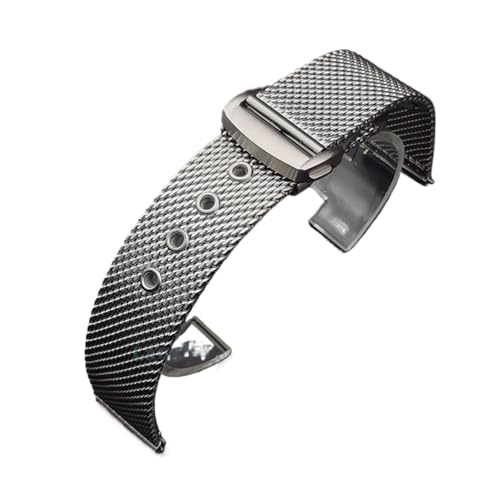 vazzic YingYou 20mm 22mm Mesh Edelstahl Uhrenarmband Kompatibel Mit Omega 007 For Seamaster 300 Armband Faltschließe Herren Business Stahl Metallband (Color : Silver, Size : 20mm) von vazzic