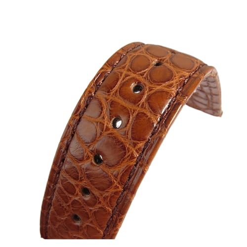 vazzic YingYou Doppelseitiges Krokodilleder-Armband 18 Mm 19 Mm 20 Mm 21 Mm 22 Mm 23 Mm 24 Mm Luxus-Alligator-Uhrenarmbänder (Color : Light Brown Strap, Size : 14MM_WITH BLACK BUCKLE) von vazzic