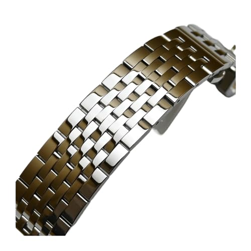 vazzic YingYou Edelstahl-Armband 18mm 19mm 20mm 21mm 22mm 23mm 24mm Metall-Uhrenarmband-Bügel-Armband Poliertes Silber-Gold (Color : Silver, Size : 19mm) von vazzic