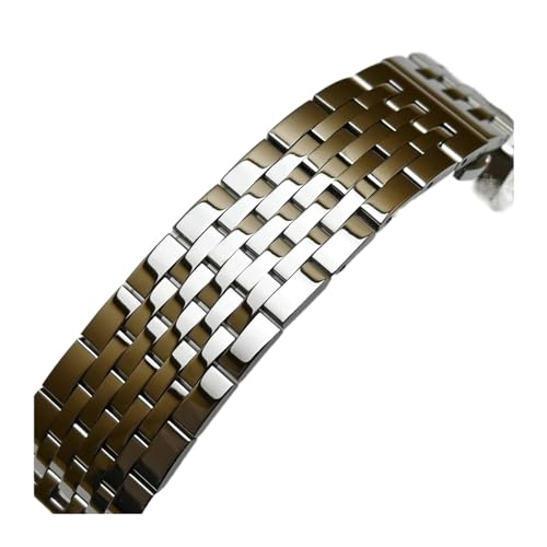 vazzic YingYou Edelstahl-Armband 18mm 19mm 20mm 21mm 22mm 23mm 24mm Metall-Uhrenarmband-Bügel-Armband Poliertes Silber-Gold (Color : Silver Gold, Size : 22mm) von vazzic