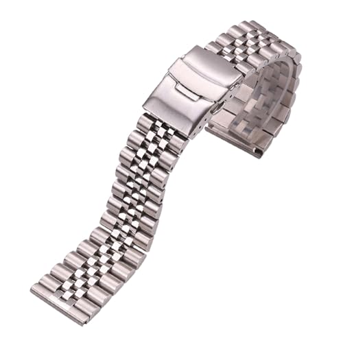 vazzic YingYou Edelstahl Uhrenarmbänder Damen Herren Armband 18mm 20mm 22mm 24mm Silber Straight End Uhrenarmband Uhrenzubehör (Color : Silver, Size : 24mm) von vazzic
