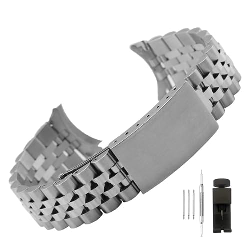 vazzic YingYou Edelstahlband Kompatibel Mit Rolex Datejust-Armband, Luxus-Uhrenarmband Mit Gebogenem Ende, Herren- Und Damenarmband, 13,17,18,19,20,21,22 Mm (Color : Silver, Size : 17mm) von vazzic