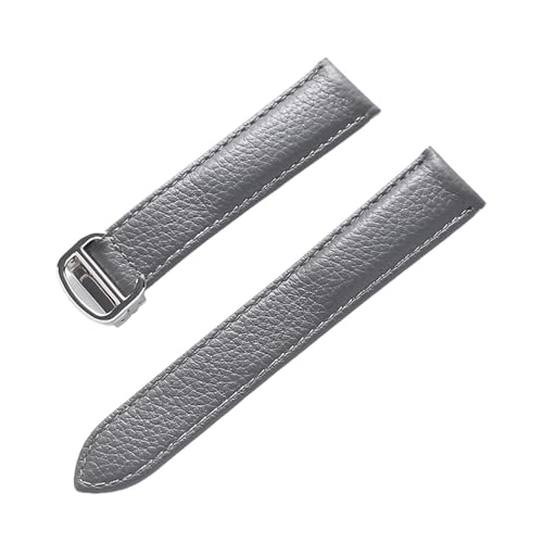 vazzic YingYou Gürtel Leder Uhrenarmband Litschi Weiches Leder Herrengürtel Damen Armband Kompatibel Mit Cartier Tank London Blue Uhrenzubehör (Color : Grey silver buckle, Size : 17mm) von vazzic